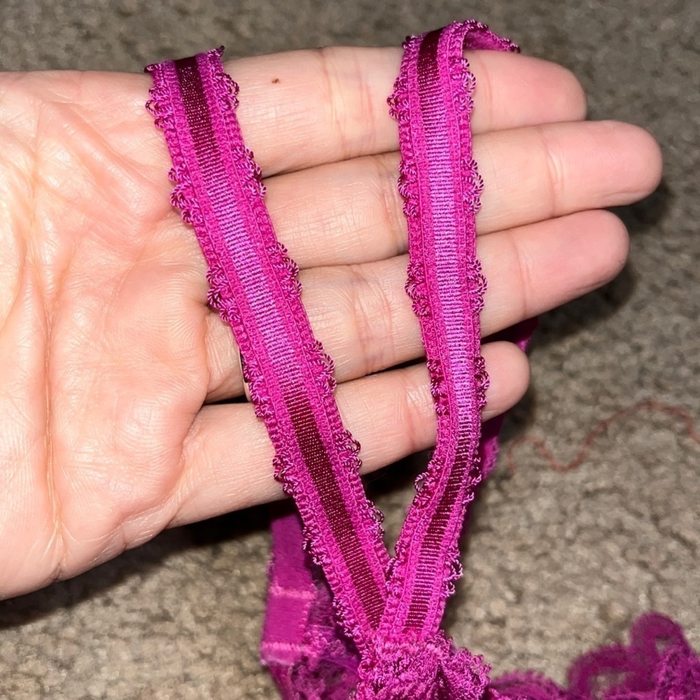 Wacoal Chrystalle Longline 3/4 Sheer Lace Underwire Bra Morello Cherry Large - Picture 10 of 11